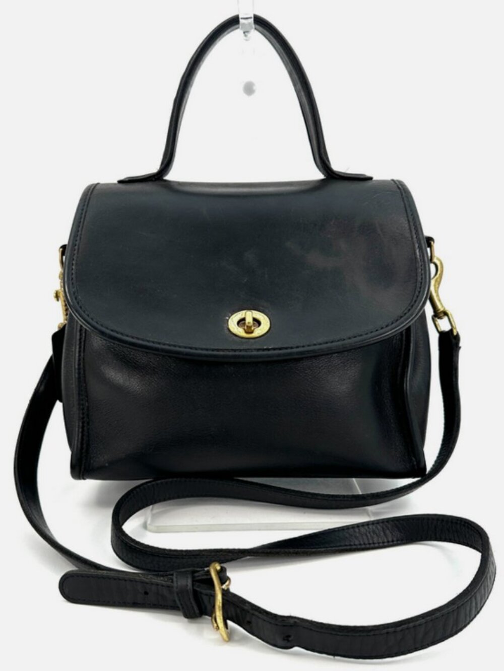 Vintage Coach Regina Bag #9977 Black Leather 90s Crossbody Top Handle